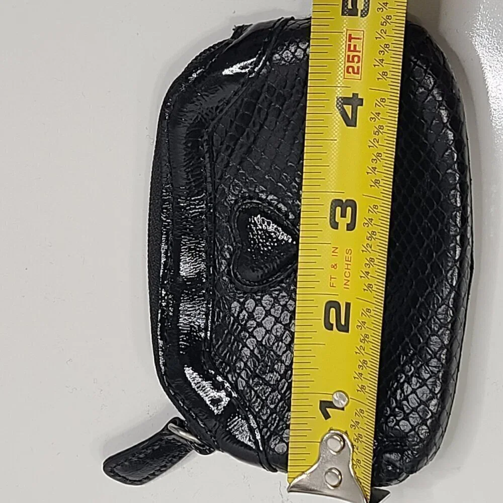 Brighton Snakeskin Purse Small Pouch Heart Genuine Black Leather